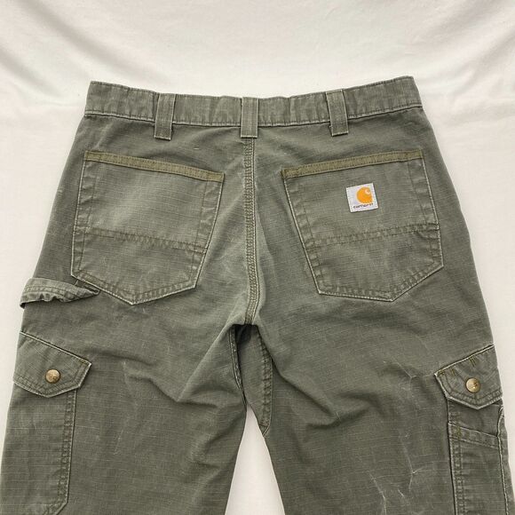 Carhartt Cargo Pants Relaxed Fit Ripstop Cotton Mens 32x34 Gray Workwear B342 - Picture 4 of 12
